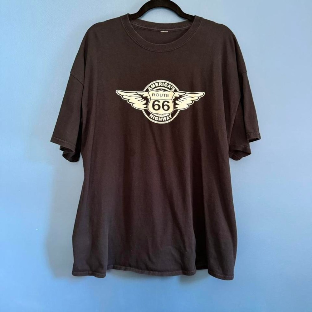 Route 66‎ T Shirt Men's Size XXL Black White Crewneck Skater Grunge Indie Retro